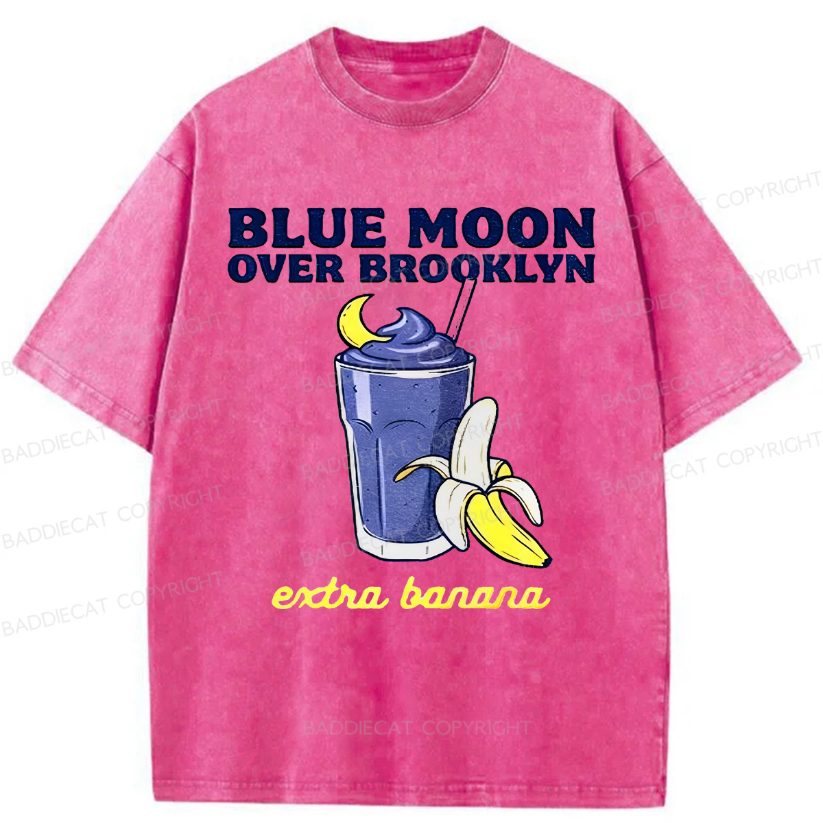 Baddiecat Heated Rivalry Blue Moon Over Brooklyn Extra Banana Washed T-shirt