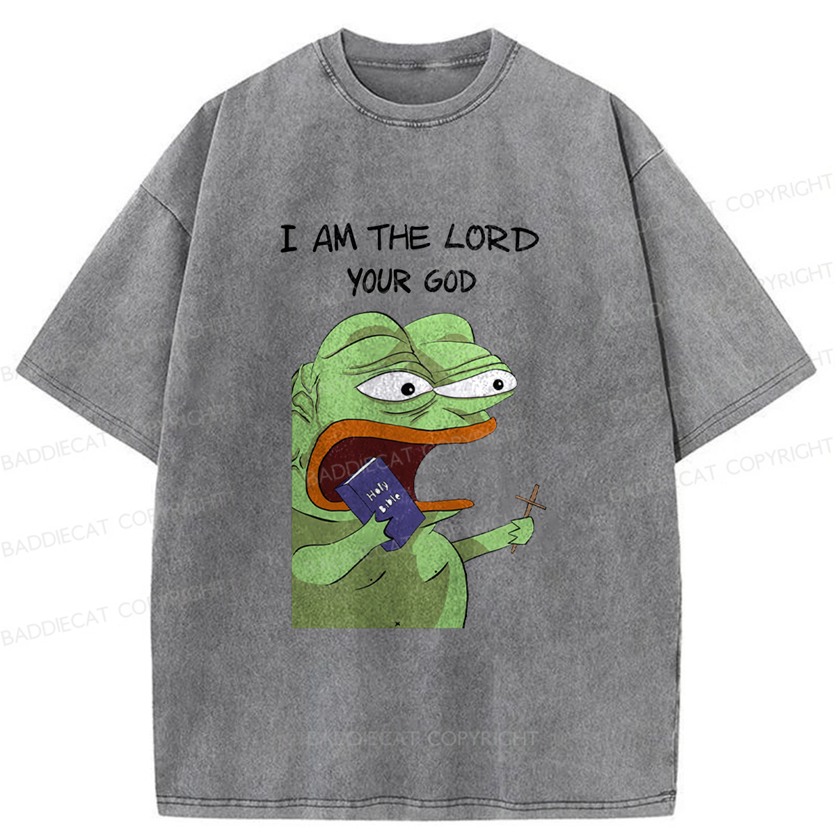 Baddiecat Angry Frog Washed T-shirt