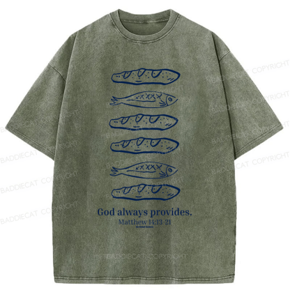 Baddiecat Loaves And Fishes Bible Verse Washed T-shirt