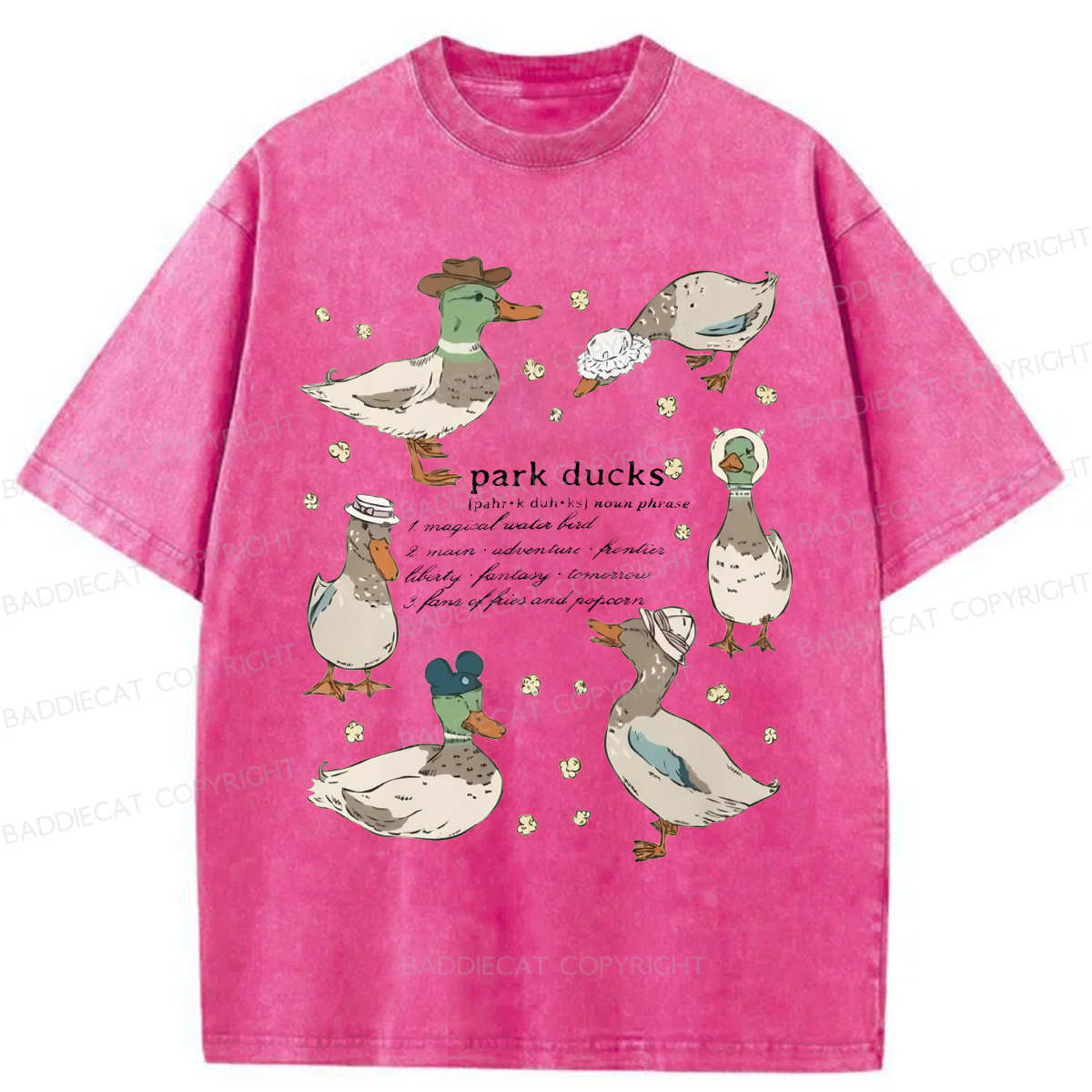 Baddiecat Park Ducks Washed T-shirt