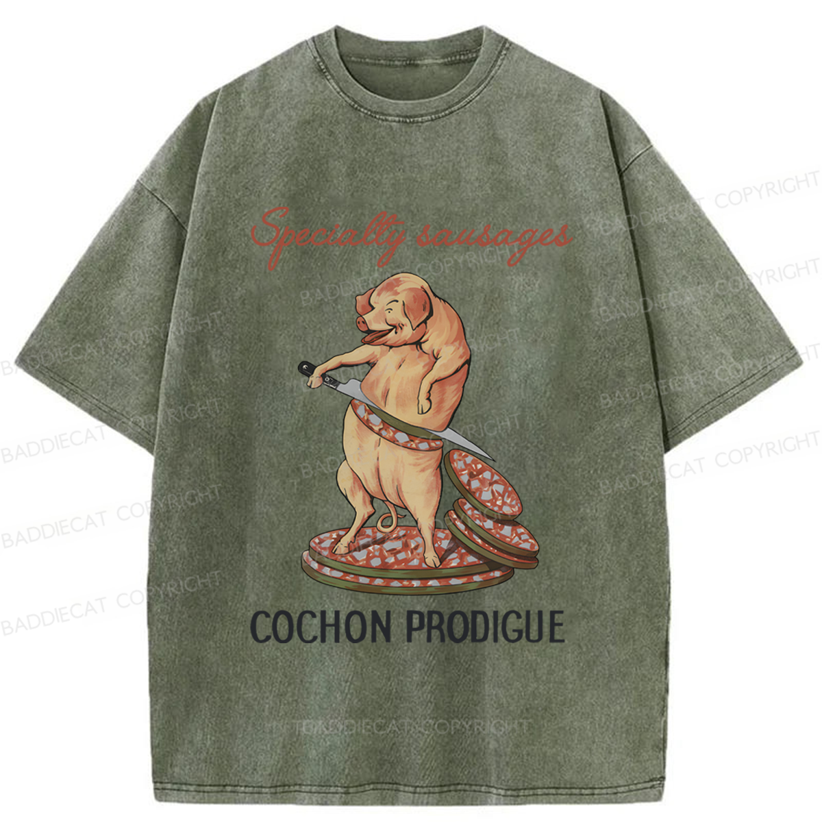 Baddiecat Specially Sausages Washed T-shirt