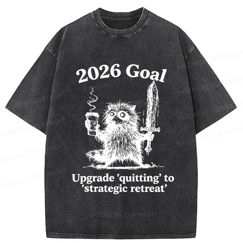Baddiecat Raccoon 2026's Goals Washed T-shirt