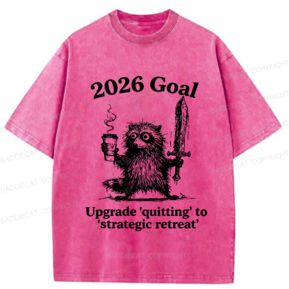 Baddiecat Raccoon 2026's Goals Washed T-shirt