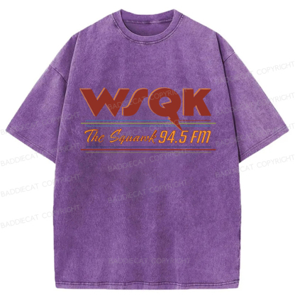 Baddiecat WSQK The Squawk 94.5 FM Retro Washed T-shirt