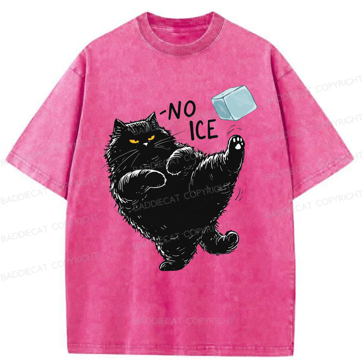 Baddiecat Cat Says NO ICE Washed T-shirt