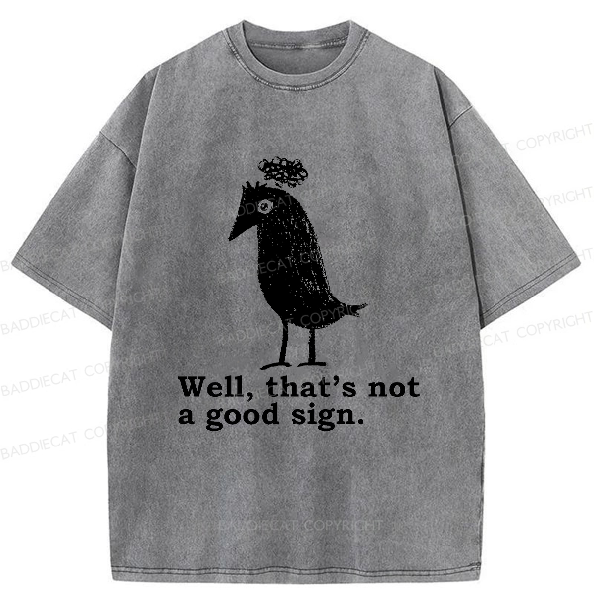 Baddiecat Ominous Raven Washed T-shirt