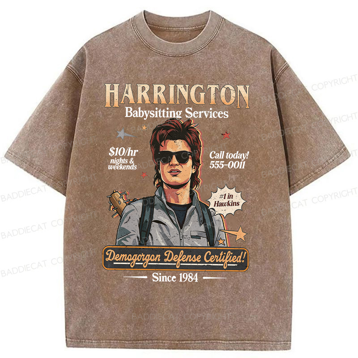 Baddiecat Babysitter Harrington Washed T-shirt