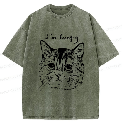 Baddiecat The Cat Hungry Washed T-shirt