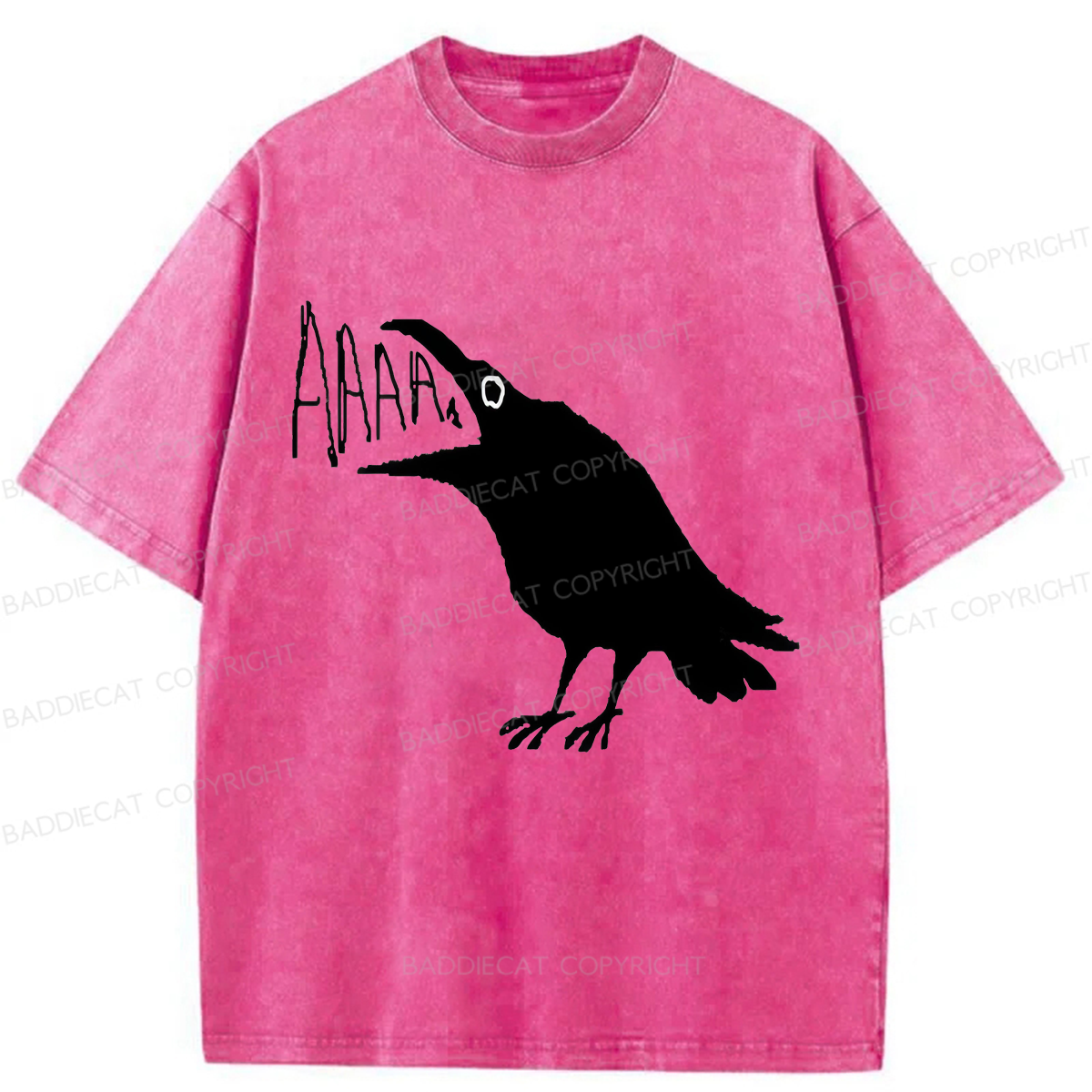 Baddiecat Screaming Crow Washed T-shirt