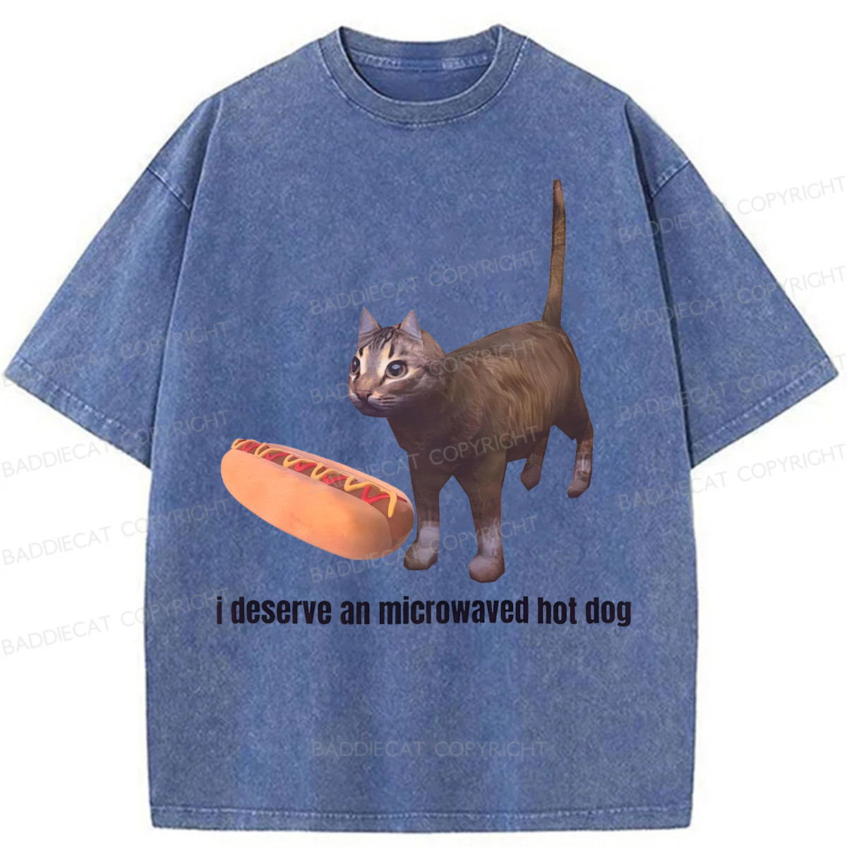 Baddiecat I Deserve An Microwaved Hot Dog Washed T-shirt