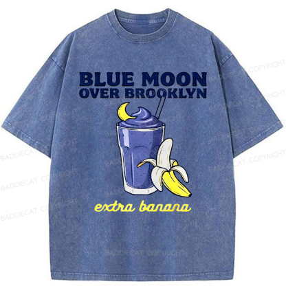 Baddiecat Heated Rivalry Blue Moon Over Brooklyn Extra Banana Washed T-shirt