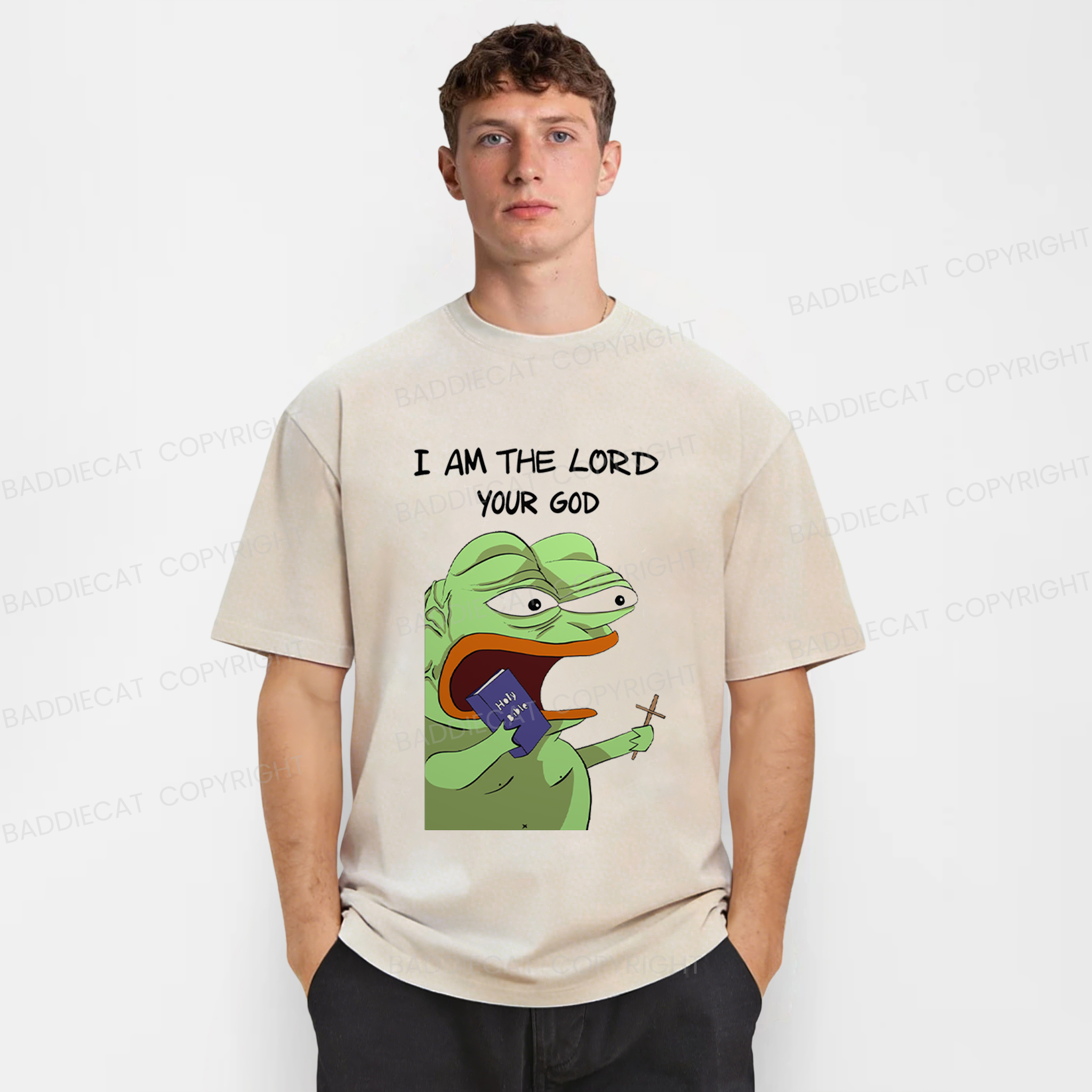 Baddiecat Angry Frog Washed T-shirt