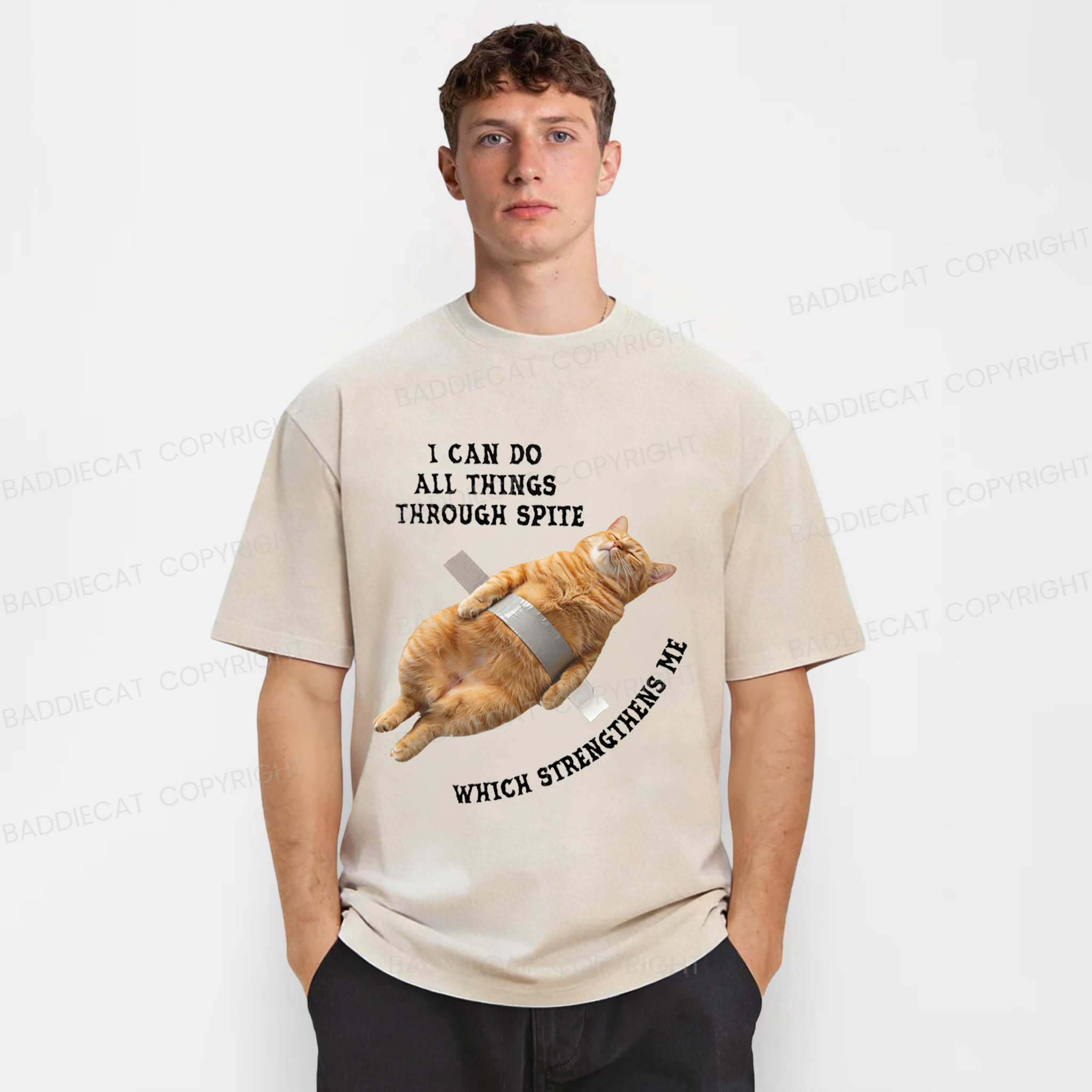 Baddiecat All-powerful Cat Washed T-shirt