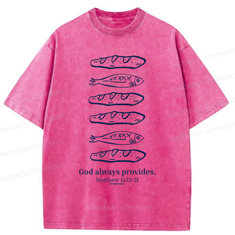 Baddiecat Loaves And Fishes Bible Verse Washed T-shirt