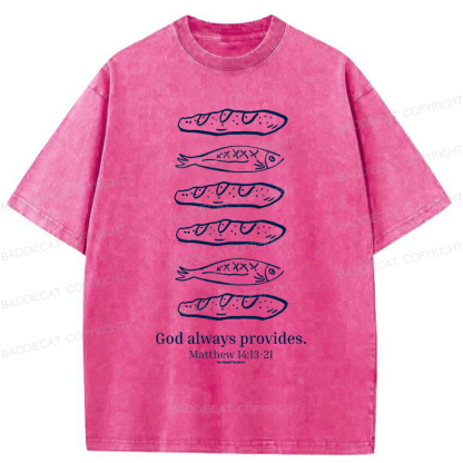 Baddiecat Loaves And Fishes Bible Verse Washed T-shirt