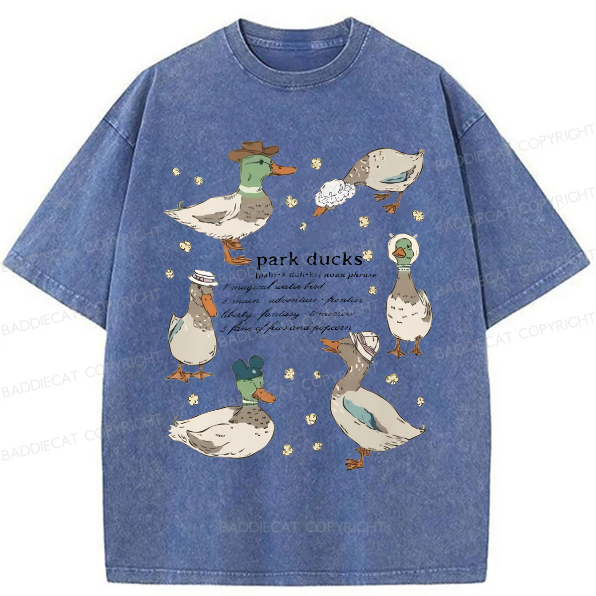 Baddiecat Park Ducks Washed T-shirt