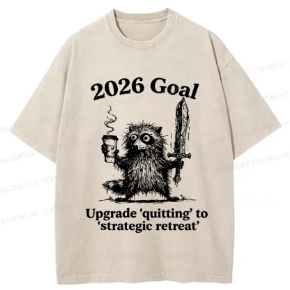 Baddiecat Raccoon 2026's Goals Washed T-shirt