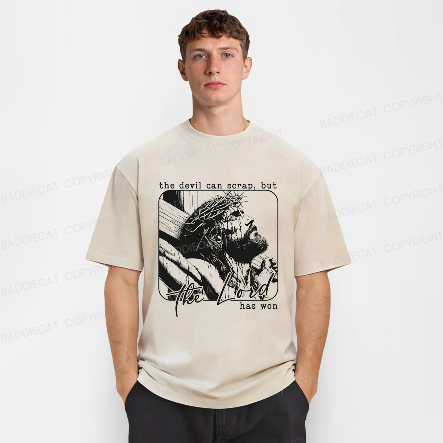 Baddiecat Christ's Victory Washed T-shirt