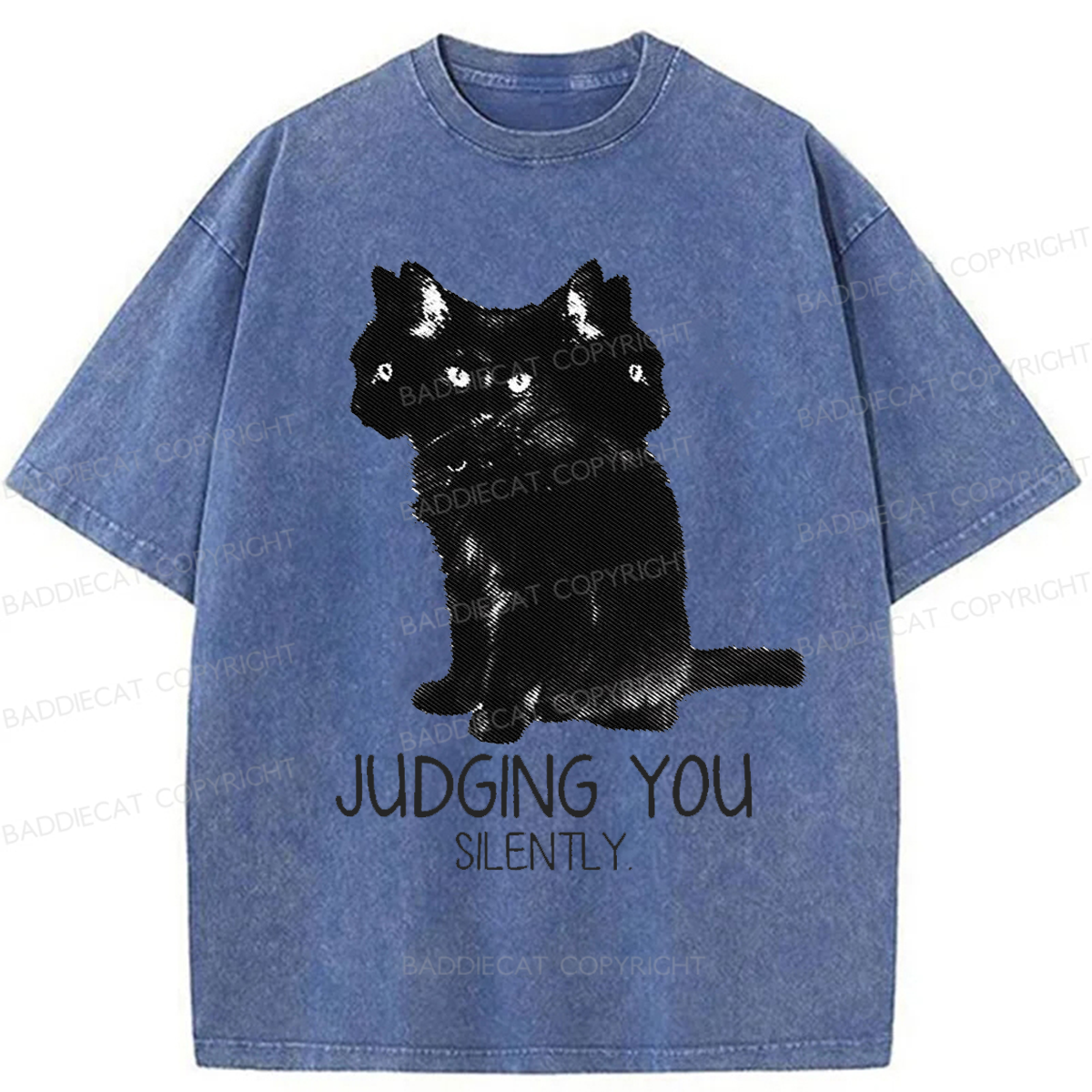 Baddiecat Three Head Cat Judging You Washed T-shirt