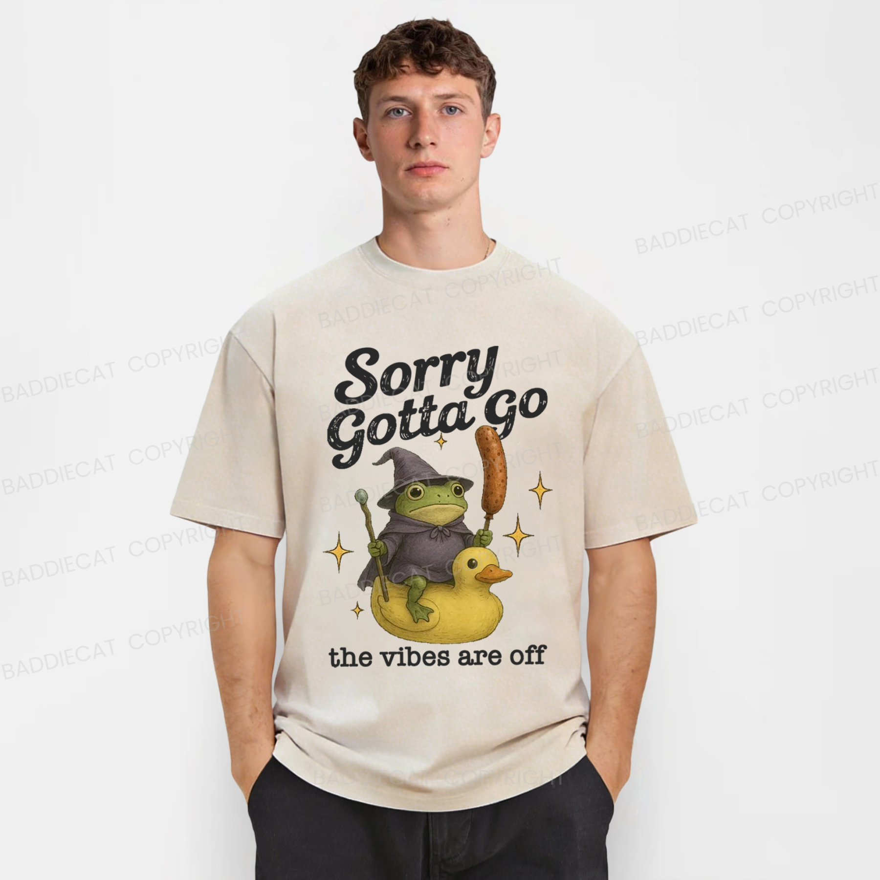 Baddiecat Escape Magic Frog Washed T-shirt