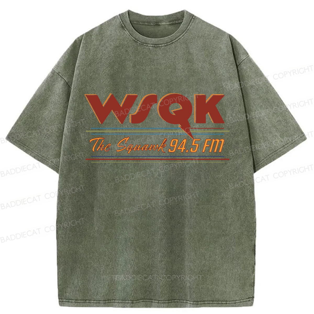 Baddiecat WSQK The Squawk 94.5 FM Retro Washed T-shirt