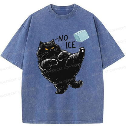 Baddiecat Cat Says NO ICE Washed T-shirt