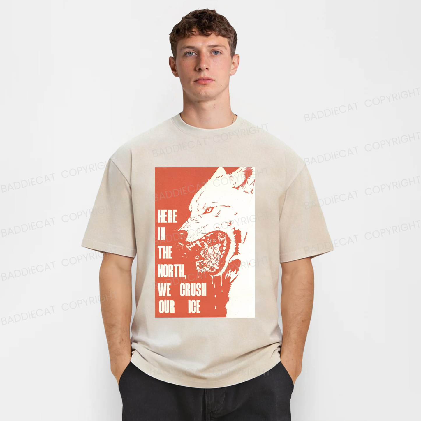 Baddiecat HERE IN THE NORTH WE CRUSH OUR ICE Washed T-shirt