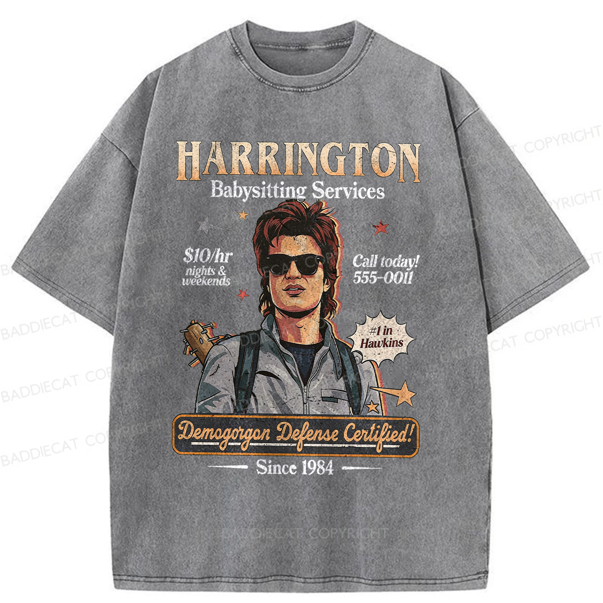 Baddiecat Babysitter Harrington Washed T-shirt