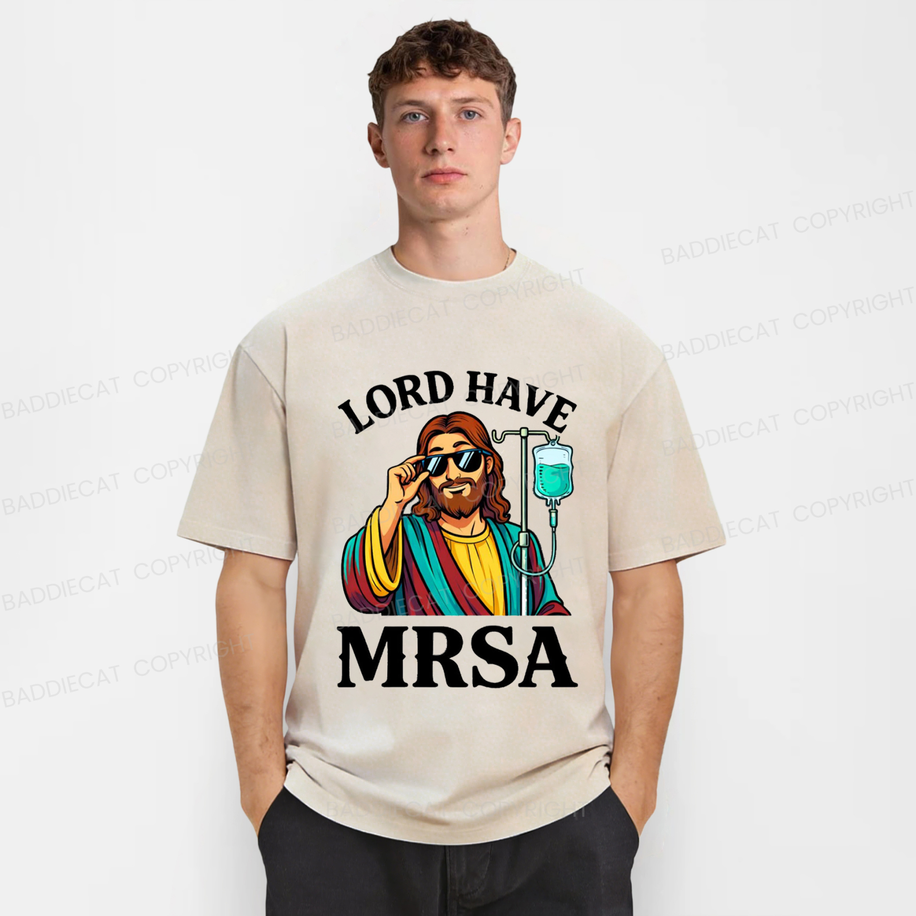 Baddiecat Pray To Jesus Washed T-shirt