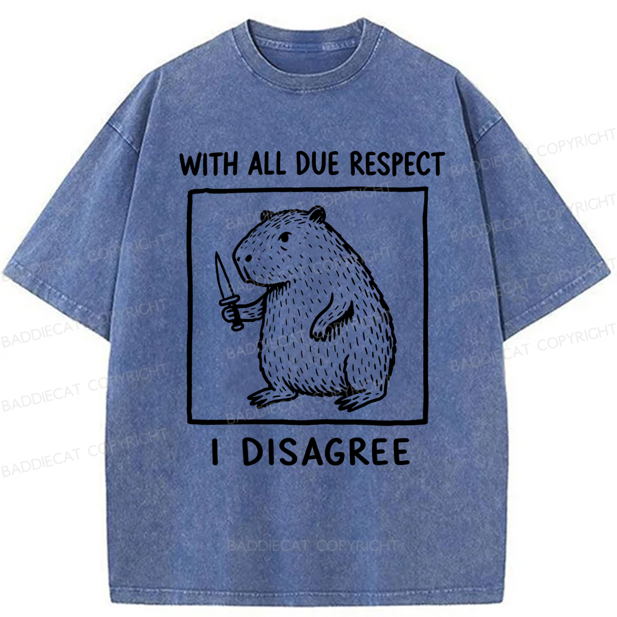 Baddiecat With All Due Respect I Disagree Washed T-shirt