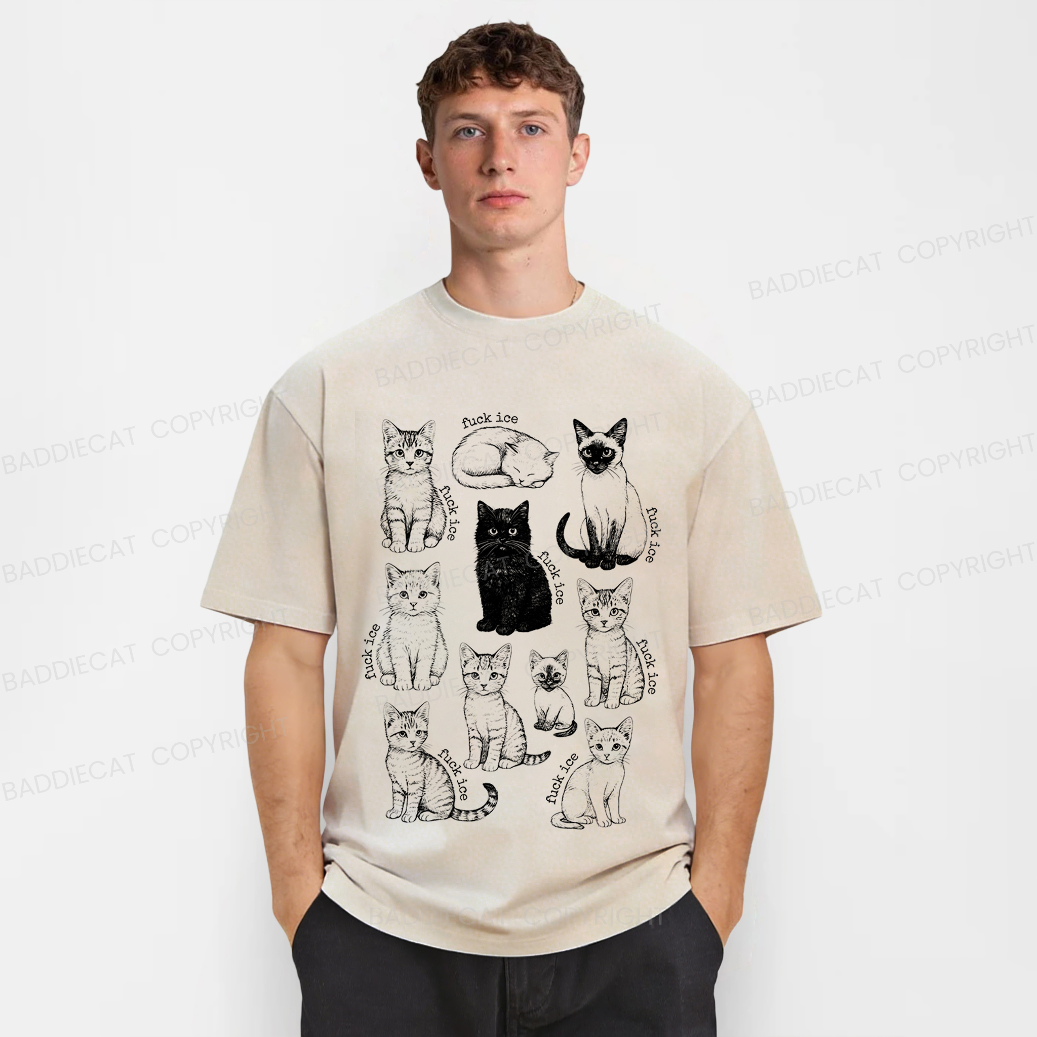 Baddiecat Don't Have Ice Cube Cats Washed T-shirt