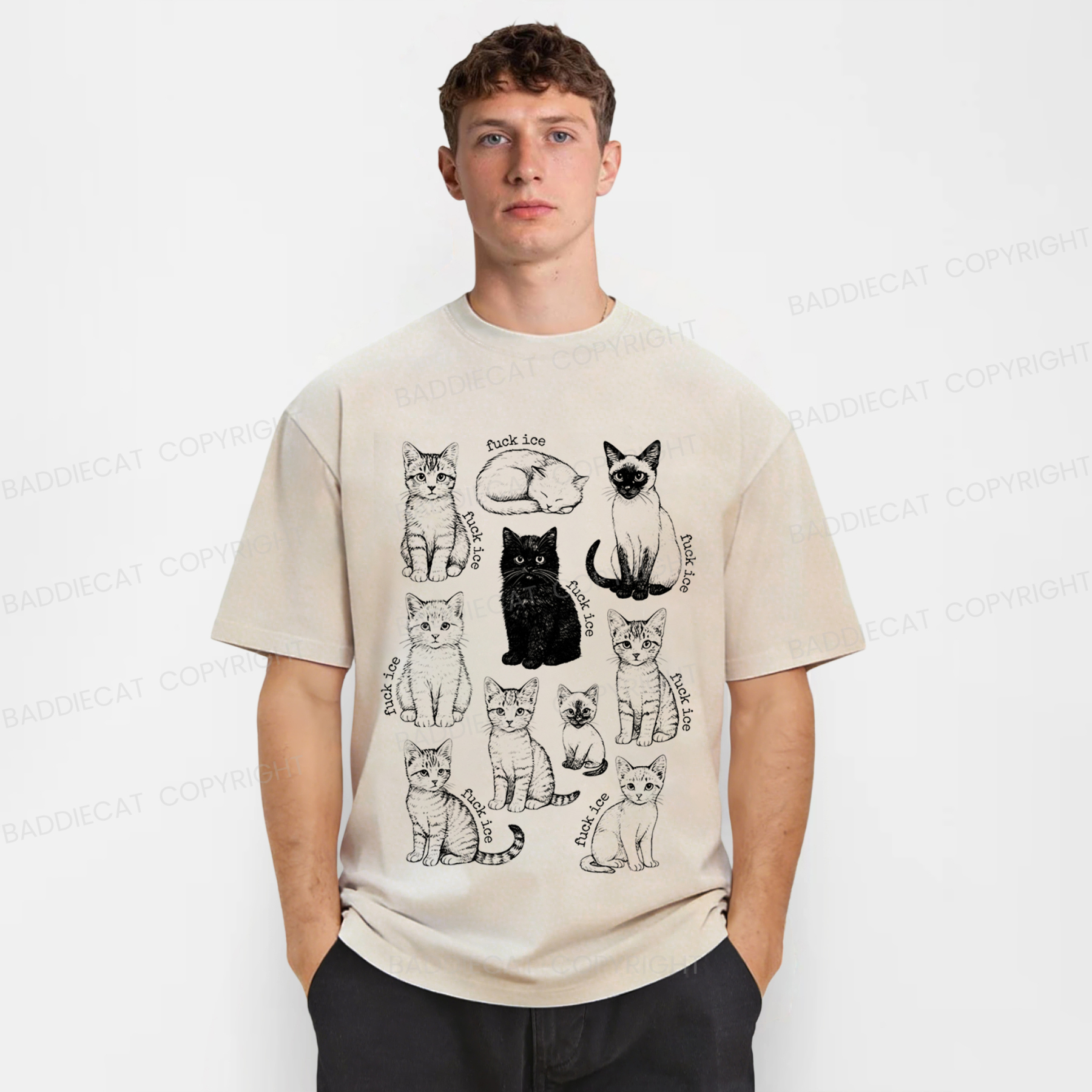 Baddiecat Don't Have Ice Cube Cats Washed T-shirt