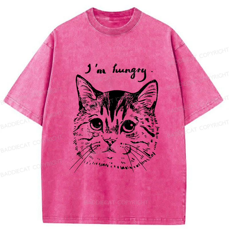 Baddiecat The Cat Hungry Washed T-shirt