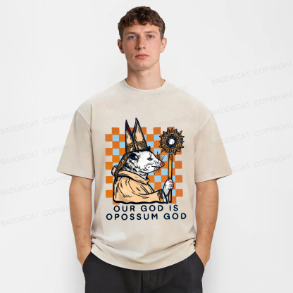 Baddiecat God Of The Possum Washed T-shirt