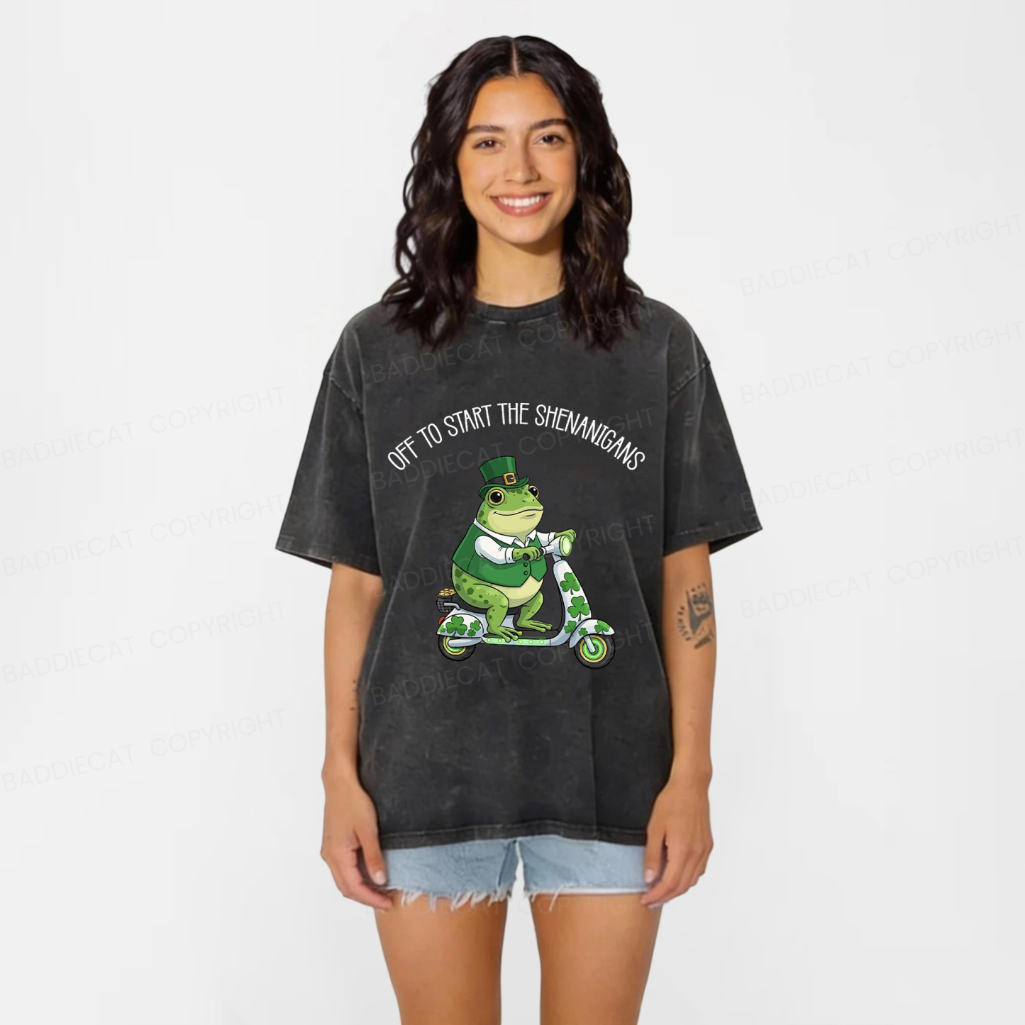 Baddiecat Off To Start The Shenanigans Washed T-shirt