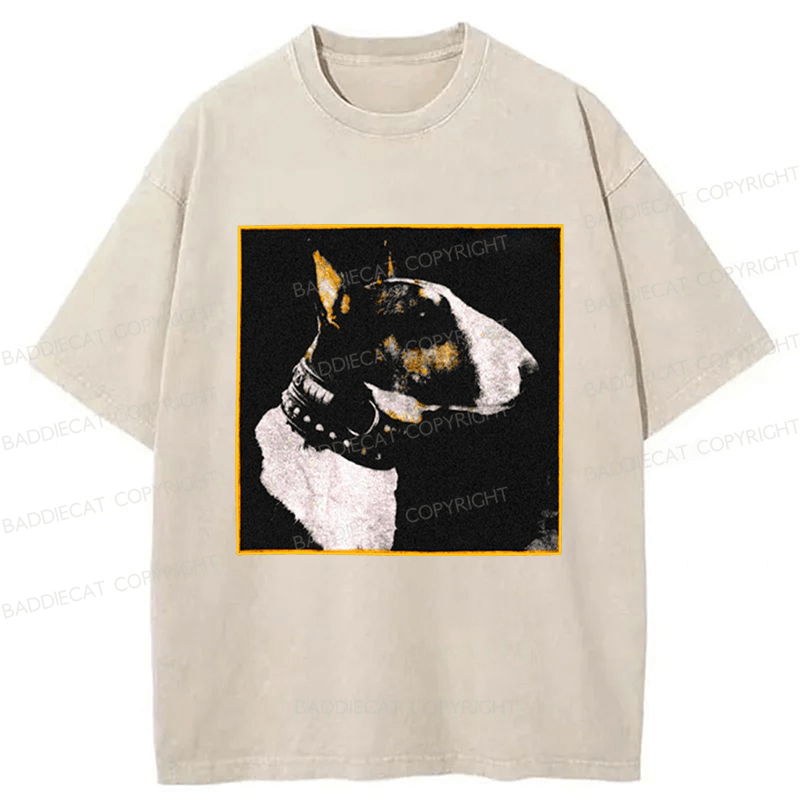 Baddiecat Bull Terrier Dog Washed T-shirt