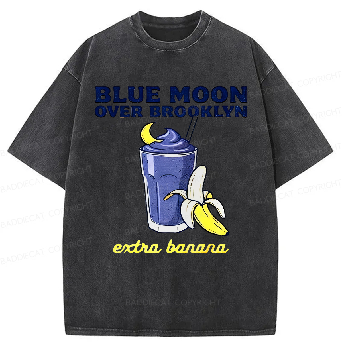 Baddiecat Heated Rivalry Blue Moon Over Brooklyn Extra Banana Washed T-shirt