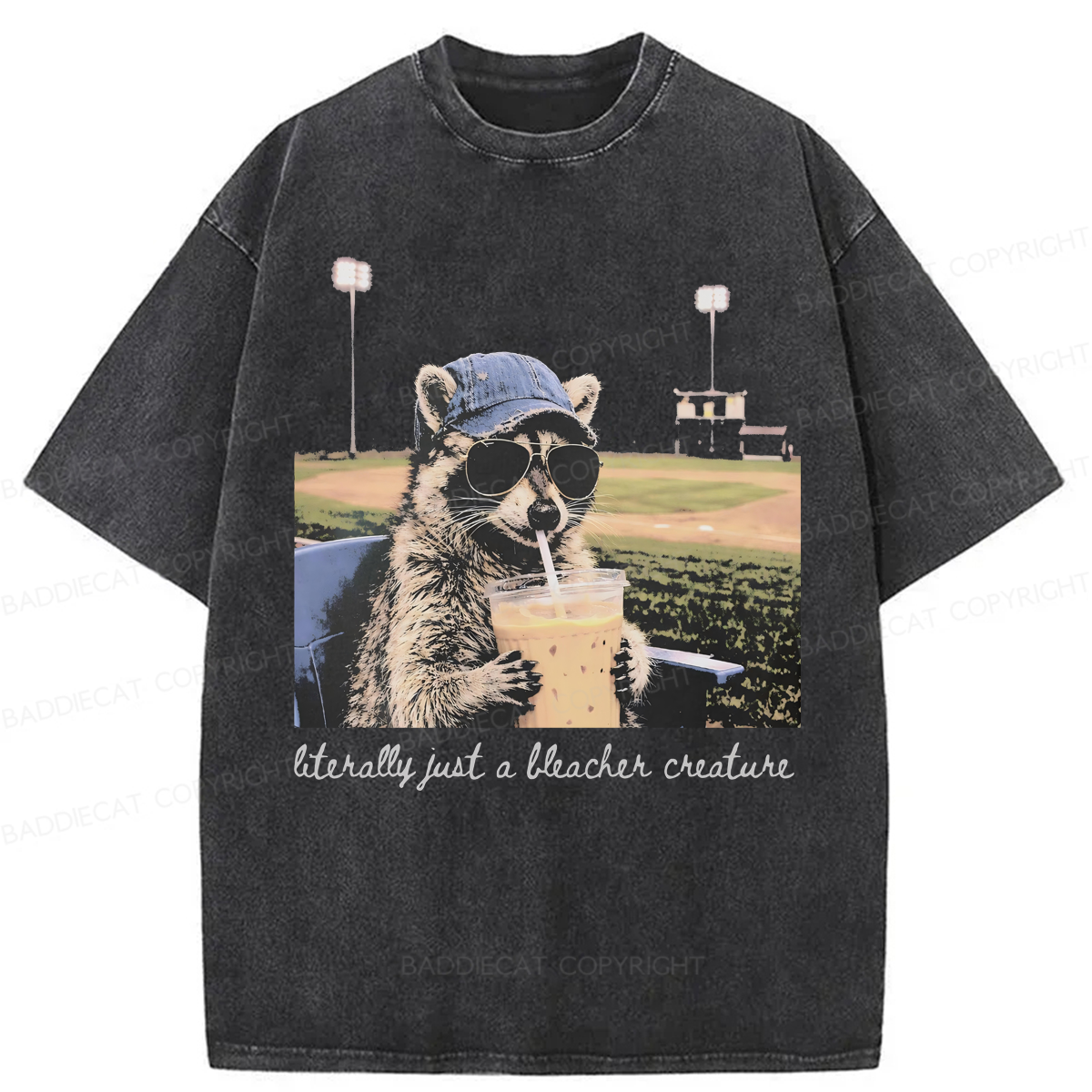 Baddiecat Literally Just a Bleacher Creature Dark Washed T-shirt