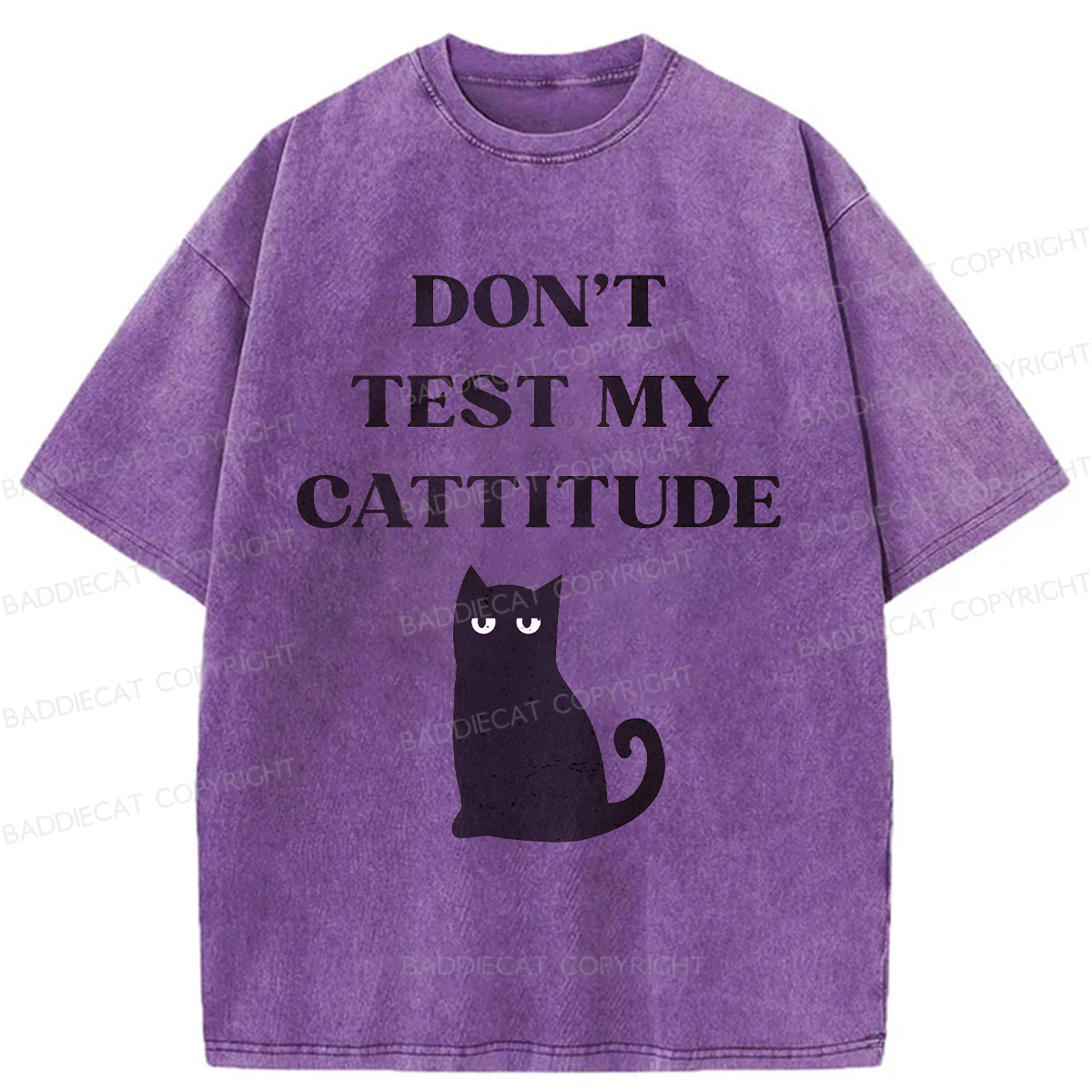 Baddiecat DON'T TEST MY CATTITUDE Washed T-shirt