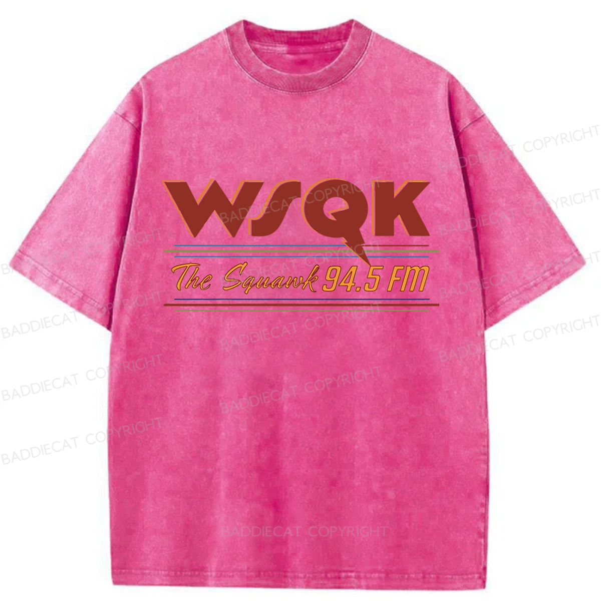 Baddiecat WSQK The Squawk 94.5 FM Retro Washed T-shirt