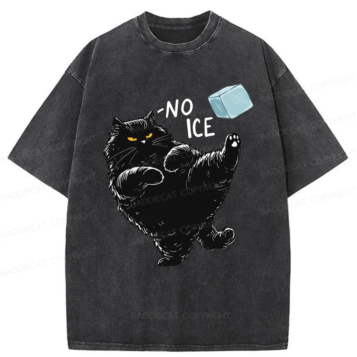 Baddiecat Cat Says NO ICE Washed T-shirt