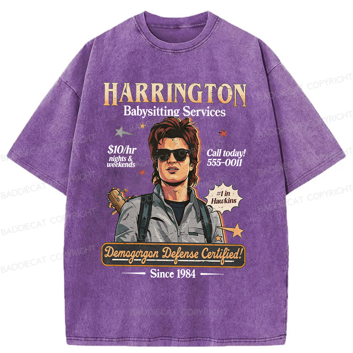 Baddiecat Babysitter Harrington Washed T-shirt