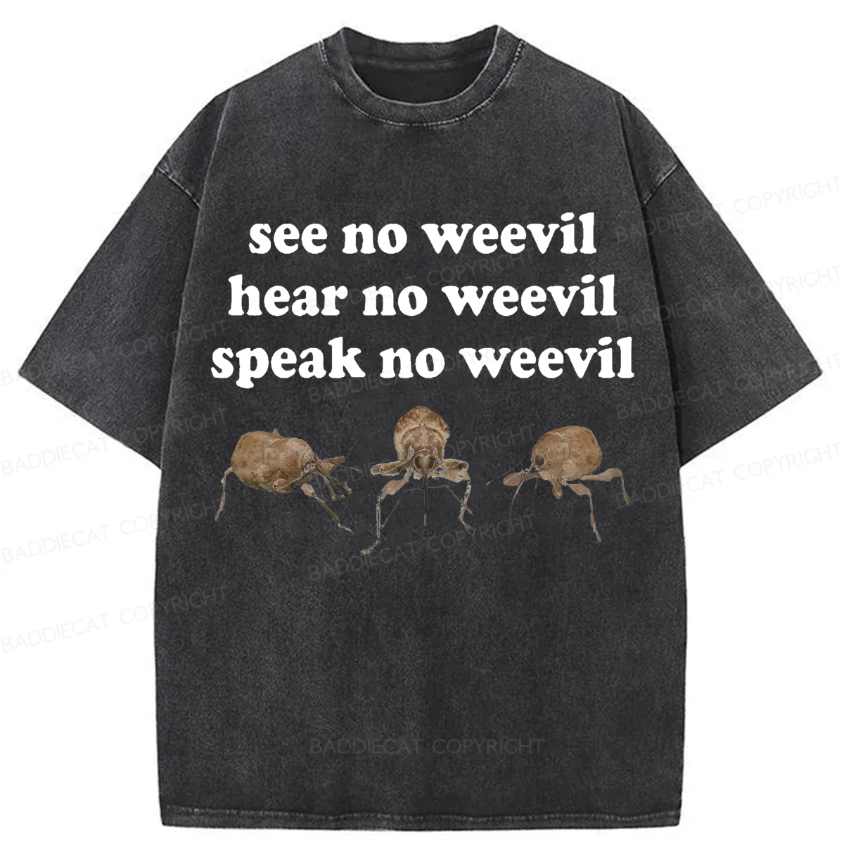 Baddiecat Funny Weevil Washed T-shirt