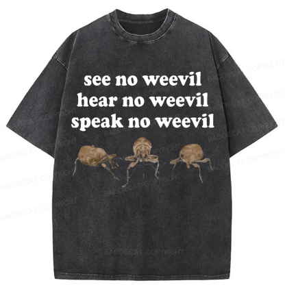 Baddiecat Funny Weevil Washed T-shirt