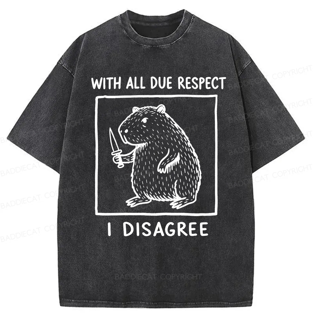 Baddiecat With All Due Respect I Disagree Washed T-shirt