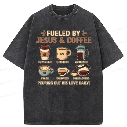 Baddiecat Jesus Coffee Washed T-shirt