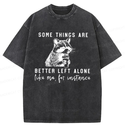 Baddiecat Raccoon Some Things Are Better Left Alone Washed T-shirt