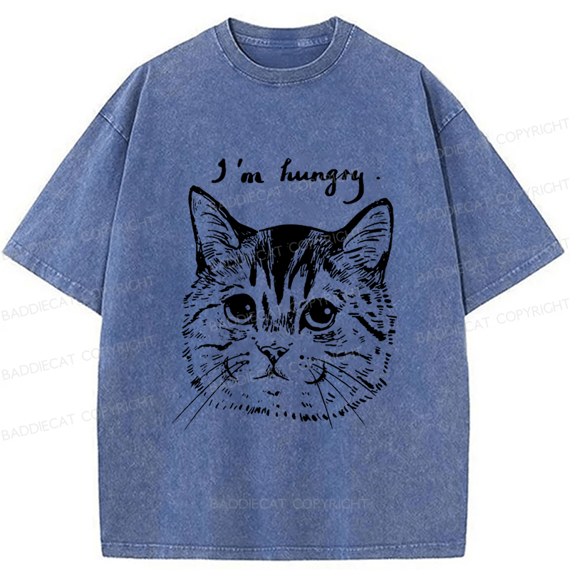 Baddiecat The Cat Hungry Washed T-shirt