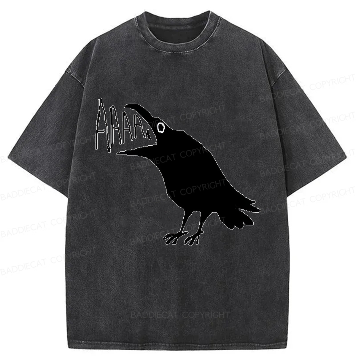 Baddiecat Screaming Crow Washed T-shirt