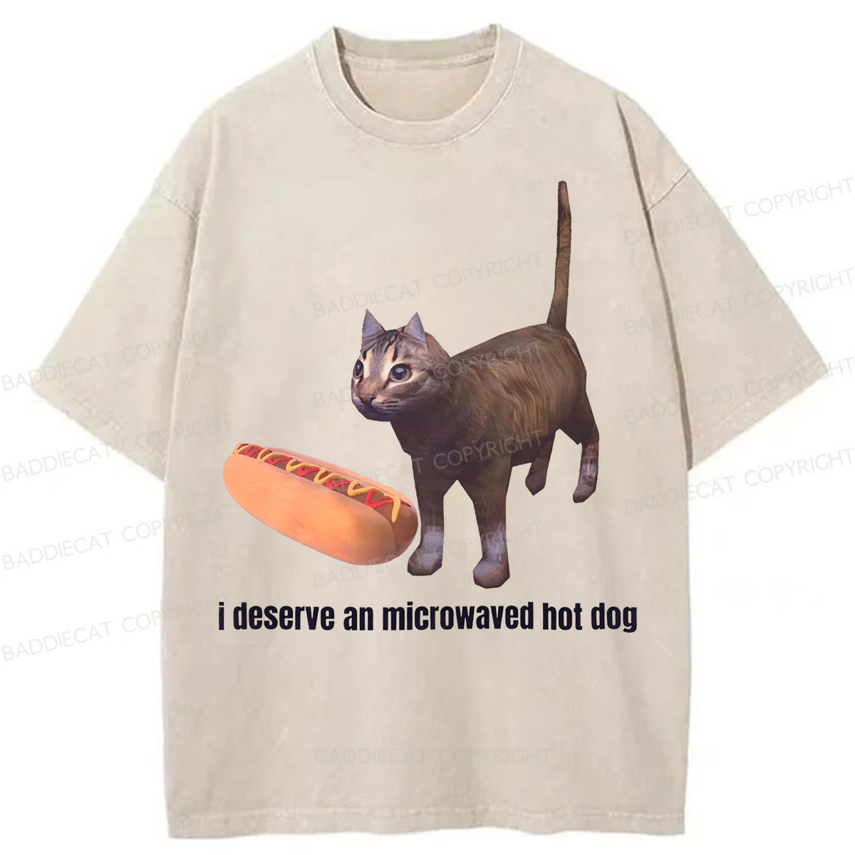 Baddiecat I Deserve An Microwaved Hot Dog Washed T-shirt